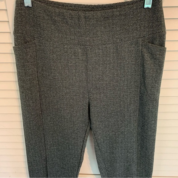 Soft Surroundings Gray Herringbone Leggings Womens S Pull-On Pockets 26" Inseam - Picture 2 of 13